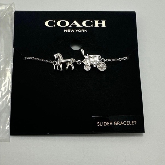 NWT Coach Horse & Carriage Slider Bracelet Silver - Picture 1 of 5